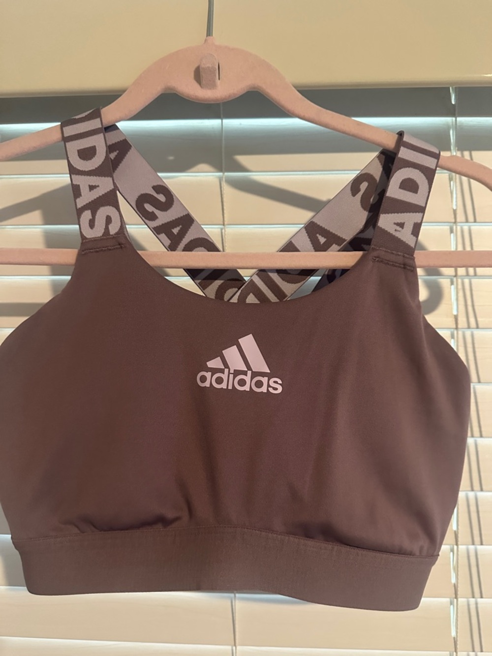 adidas Brown Logo Cross-Back Sports Bra